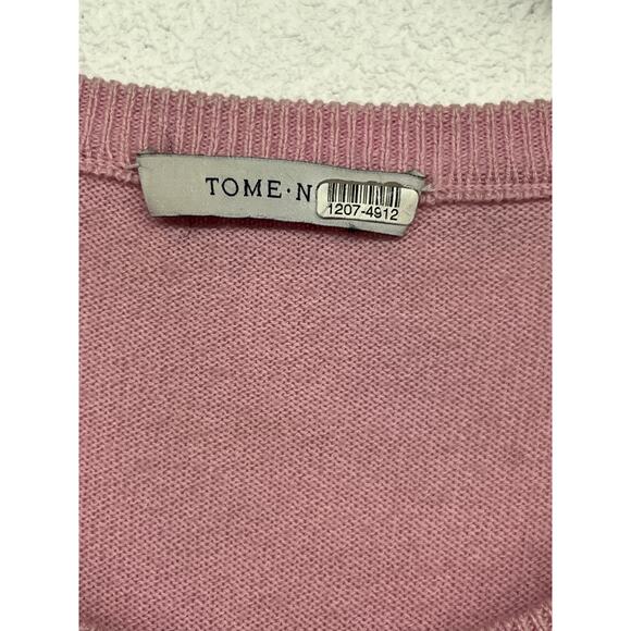 Tome NYC 18 (1x) red Pink Colorblock Wool Blend Knit Crewneck Pullover Sweater - Picture 4 of 6